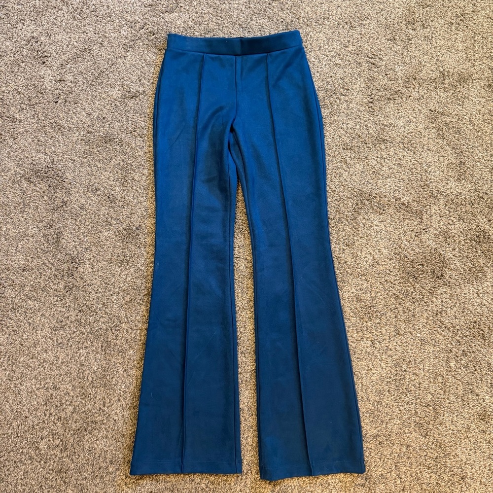 Anthropologie x Sanctuary Blue Velvet Flare Slacks Pants